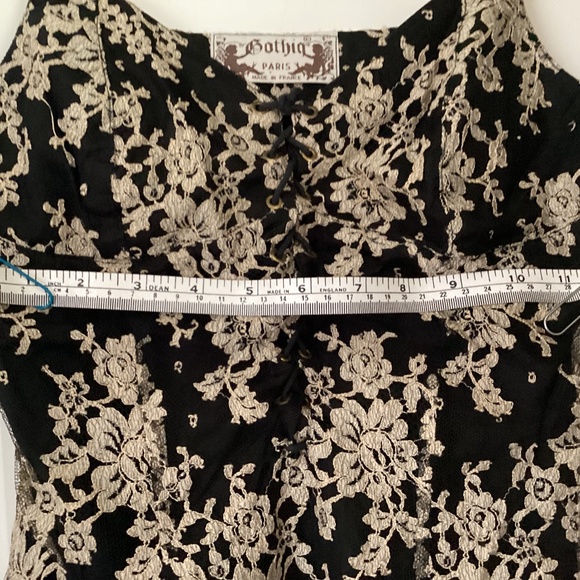 Gothiq Paris Black and Cream mini slip dress , Vintage - Picture 10 of 11